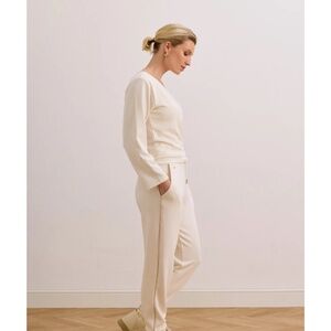 Lune Active Cream Lara Wrap Top and Jogger Set Quiet Luxury - Size M - EUC